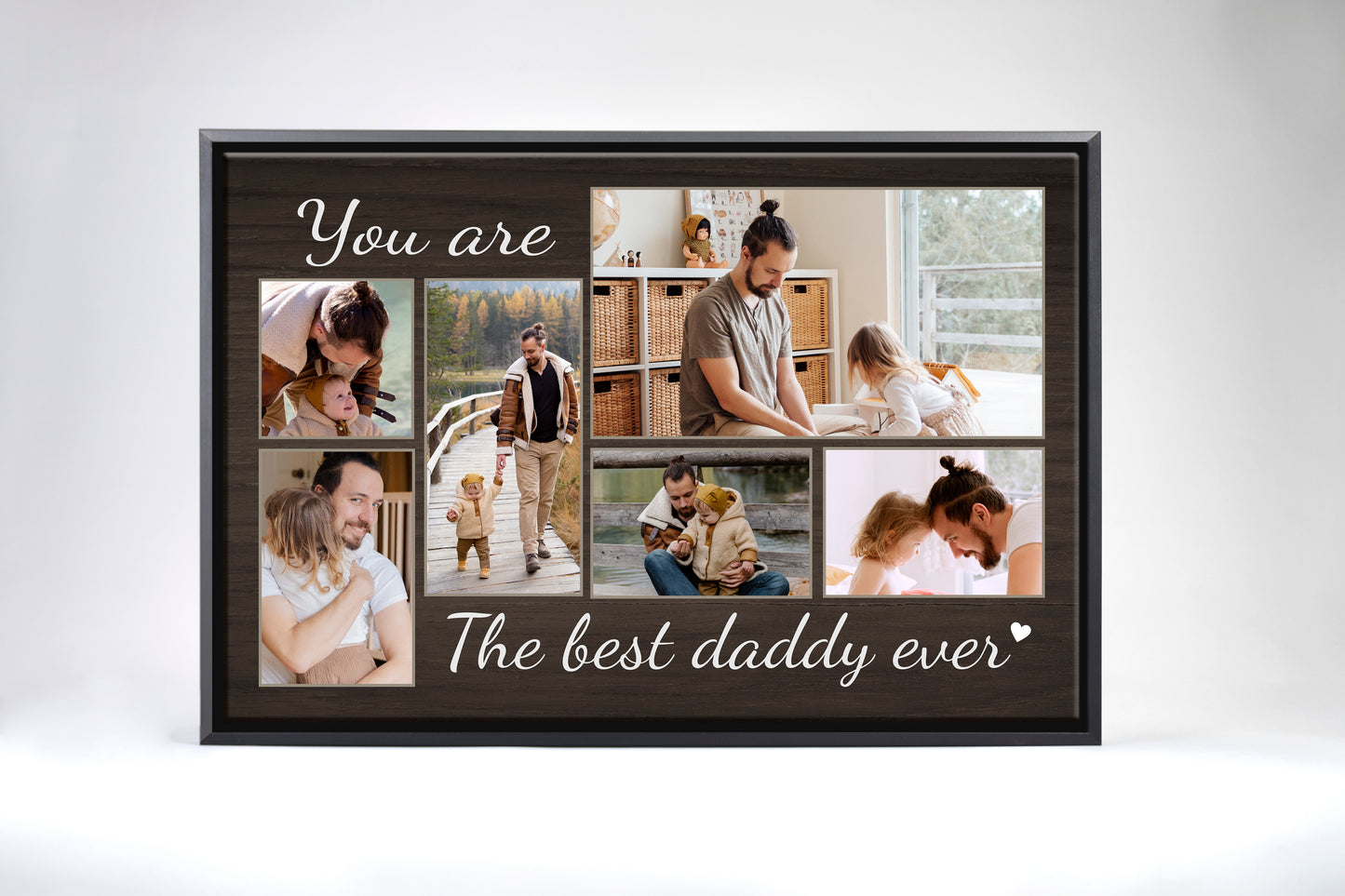 Best Daddy Ever Dark Stained Wood Canvas