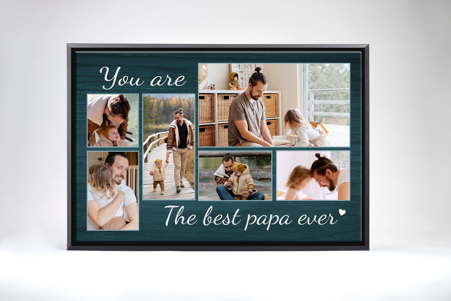 Best Papa Ever Teal Stained Wood Canvas
