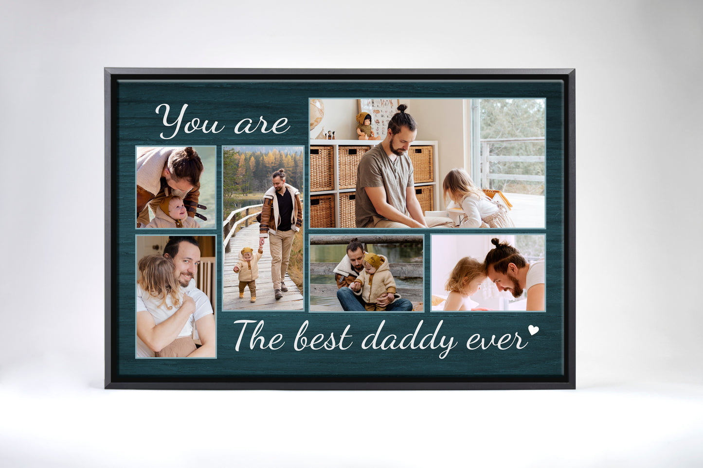 Best Daddy Ever Teal Stained Wood Canvas