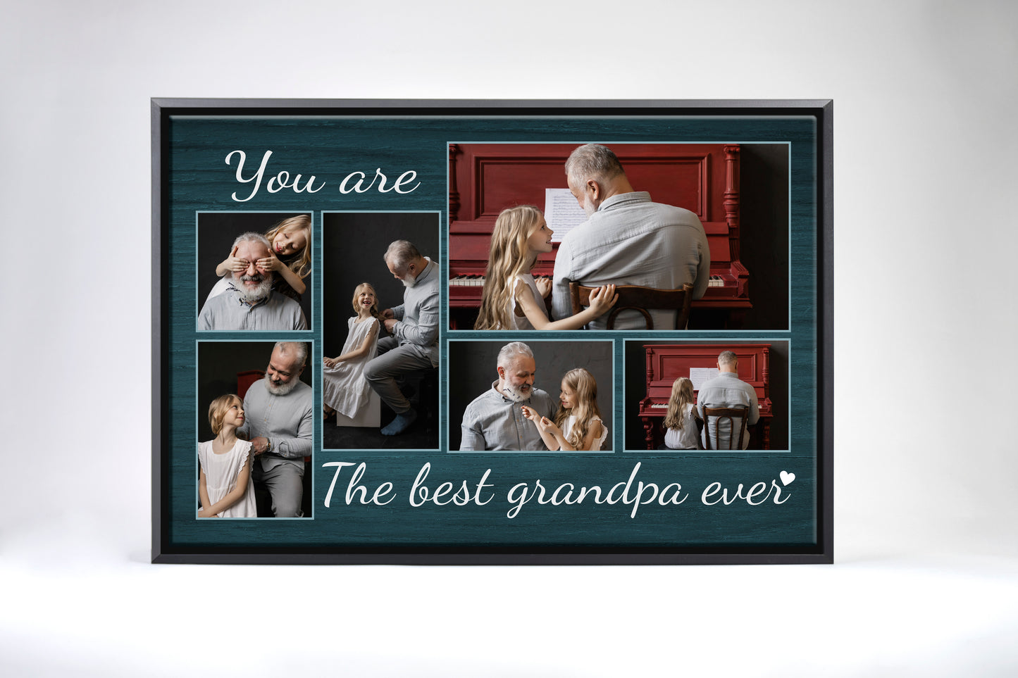 Best Grandpa Ever Teal Stained Wood Canvas