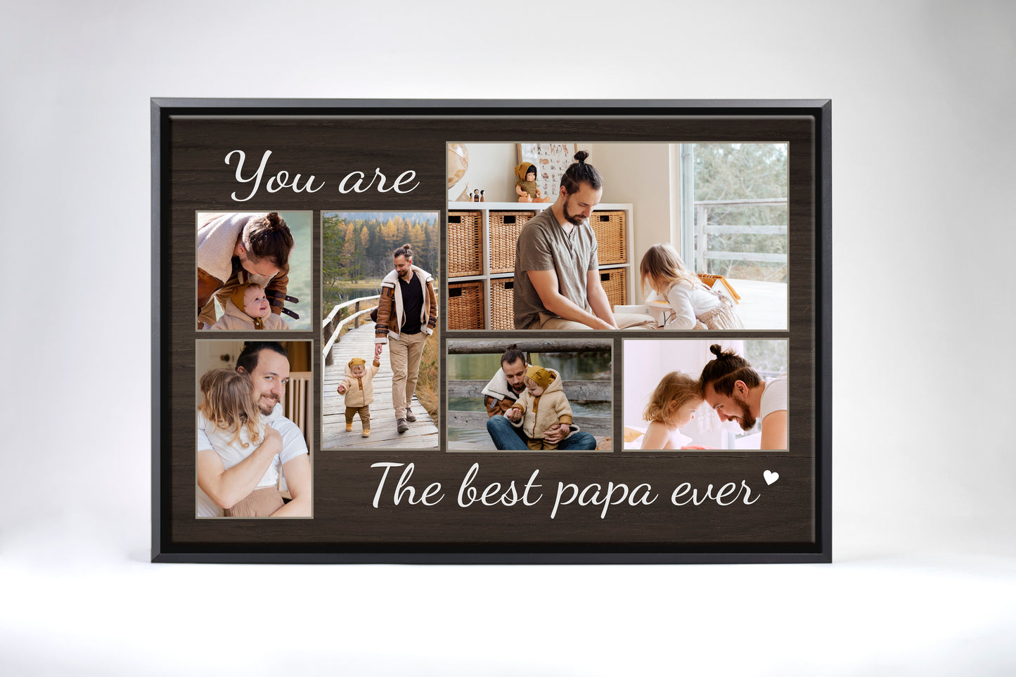 Best Papa Ever Dark Stained Wood Canvas