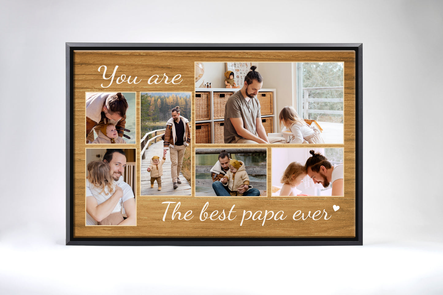 Best Papa Ever Light Stained Wood Canvas