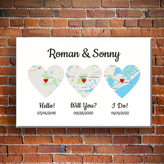 Hello! Will you? I do! Custom Map Canvas White