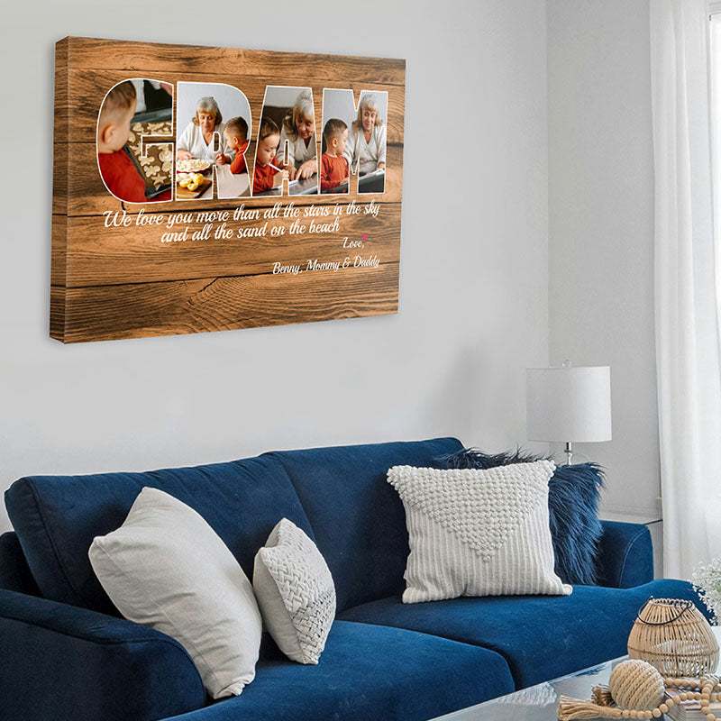 Gram We Love You More Than All The Stars Wood Canvas