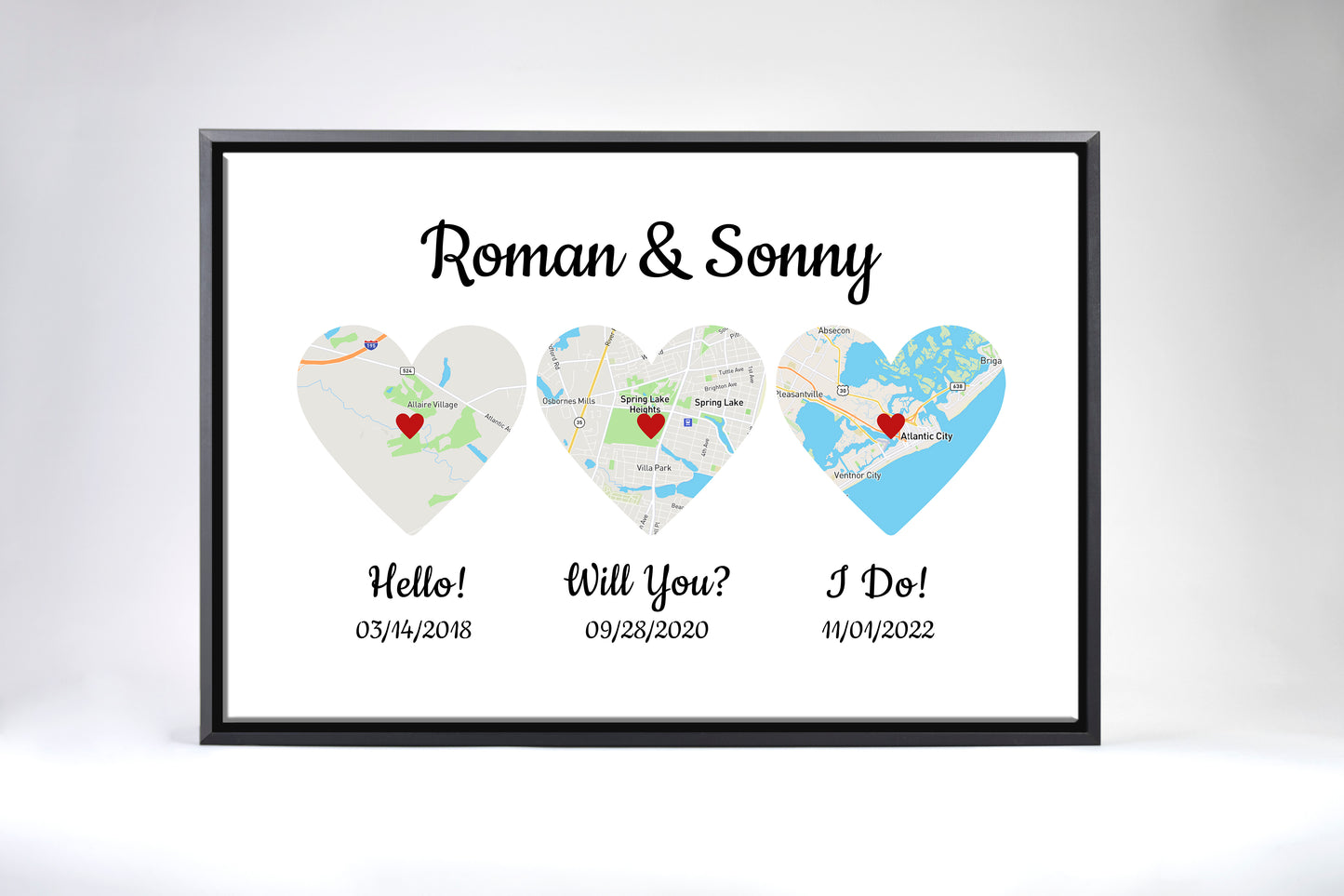 Hello! Will you? I do! Custom Map Canvas White