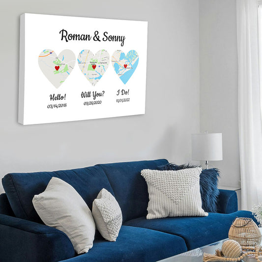 Hello! Will you? I do! Custom Map Canvas White