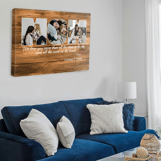 Mom We Love You More Than All The Stars Wood Canvas