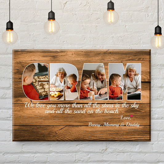 Gram We Love You More Than All The Stars Wood Canvas