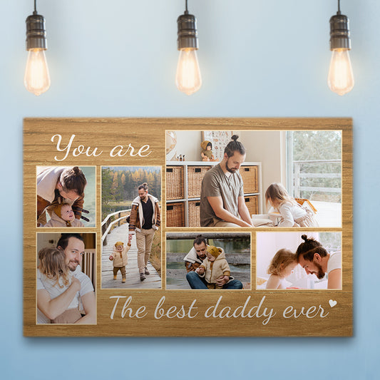 Best Daddy Ever Light Stained Wood Canvas