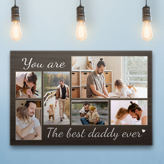 Best Daddy Ever Dark Stained Wood Canvas