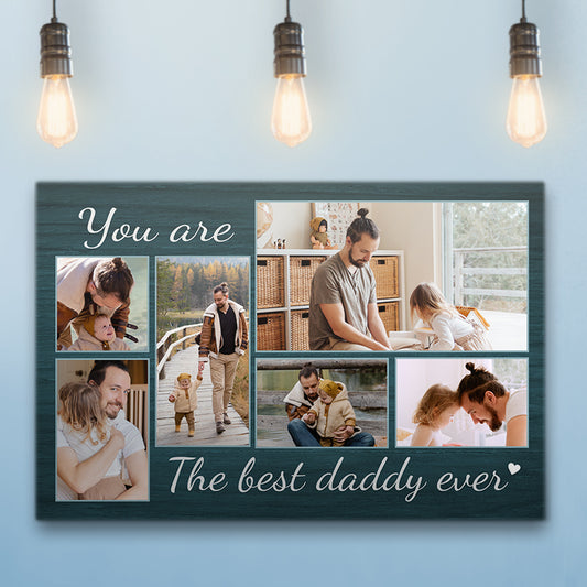 Best Daddy Ever Teal Stained Wood Canvas