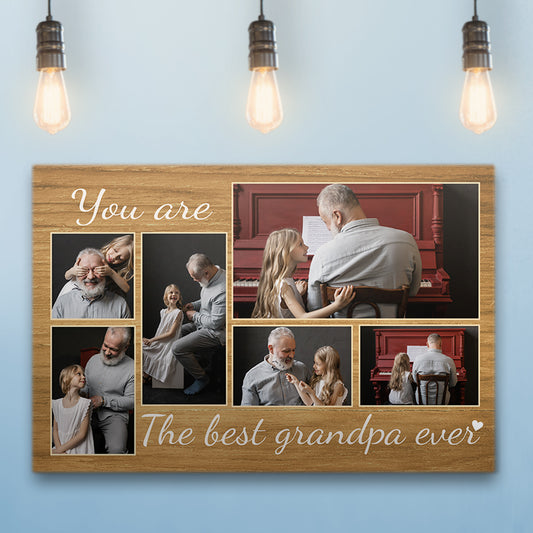 Best Grandpa Ever Light Stained Wood Canvas