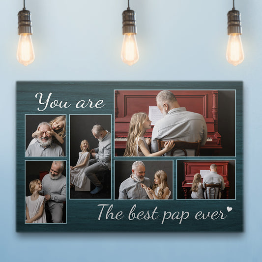 Best Pap Ever Teal Stained Wood Canvas