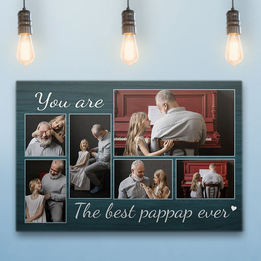 Best Pappap Ever Teal Stained Wood Canvas